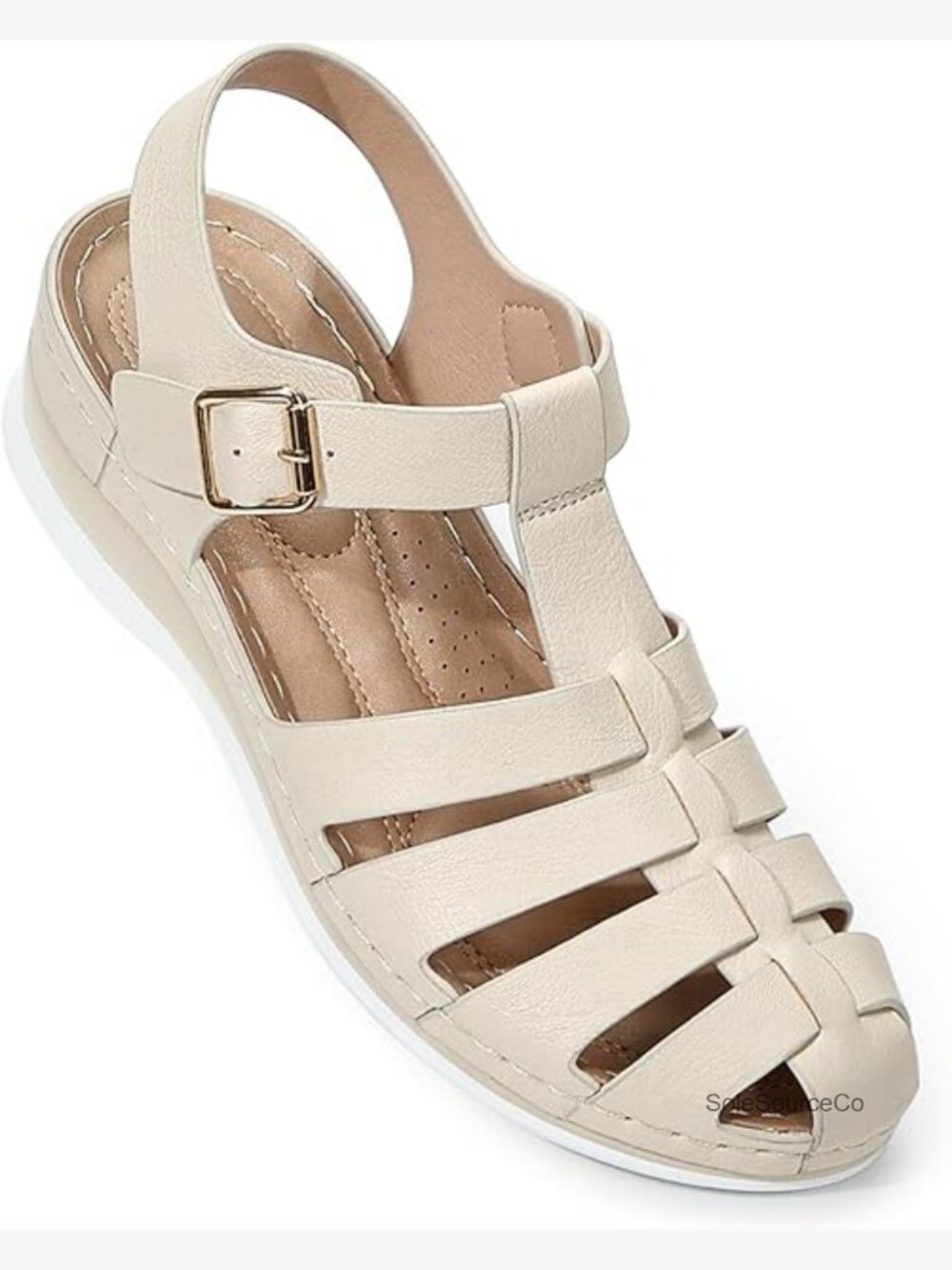 Closed Toe Fisherman Sandals Women Platform Wedge Adjustable Strap Wide Width